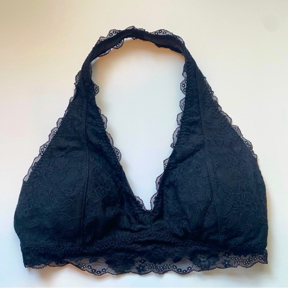Gilly Hicks Black Lace Halter Bralette, S